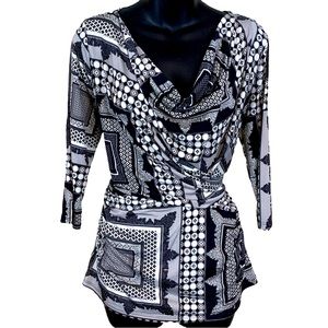 Worthington drape neck wrap stretch shirt, size medium